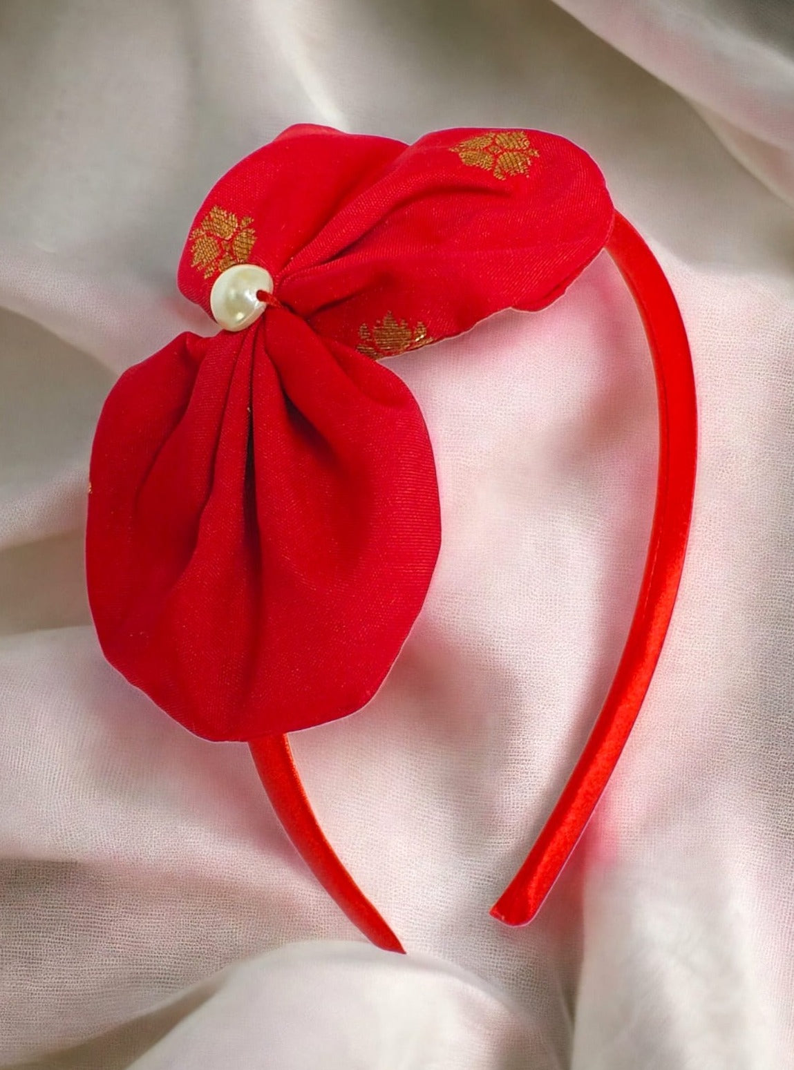 Fab Accessories Padded Braided Hairband- Red