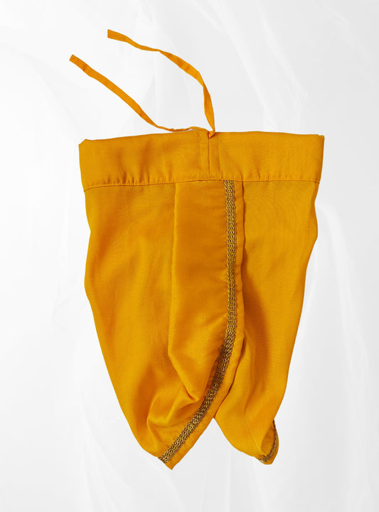 Yellow Dupion Silk Dhoti with Golden Border