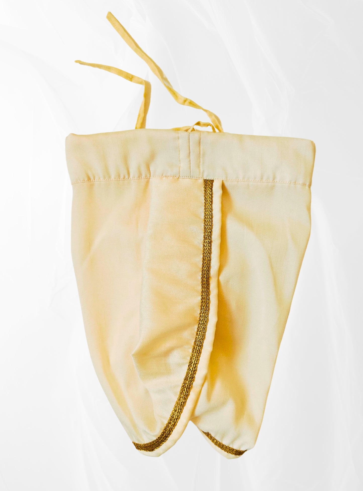 Off white Dupion Silk Dhoti with Golden Border