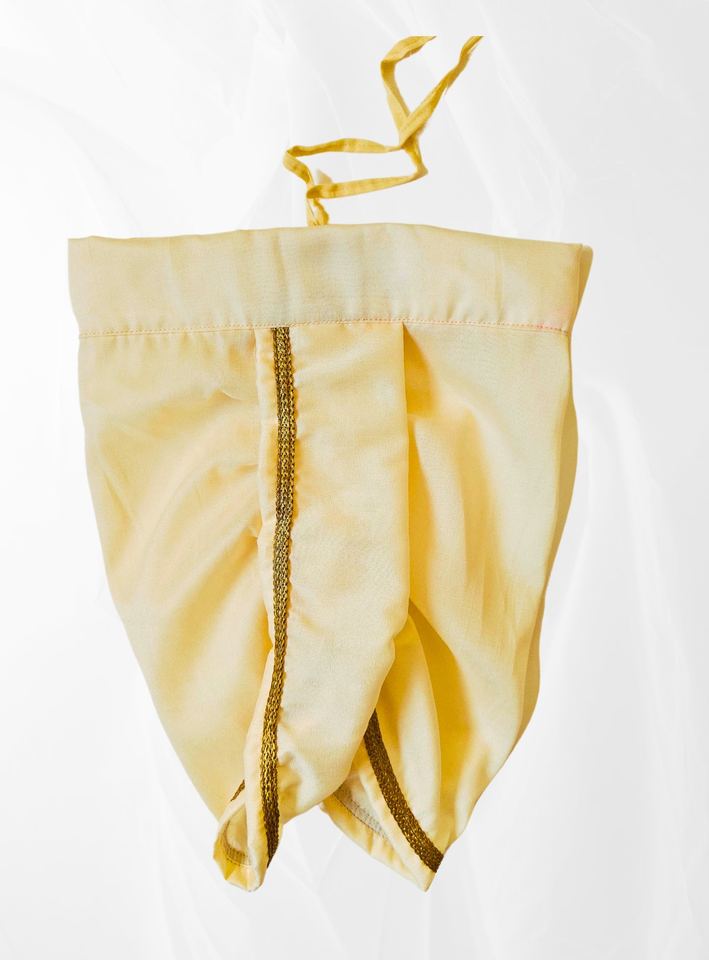 Off white Dupion Silk Dhoti with Golden Border