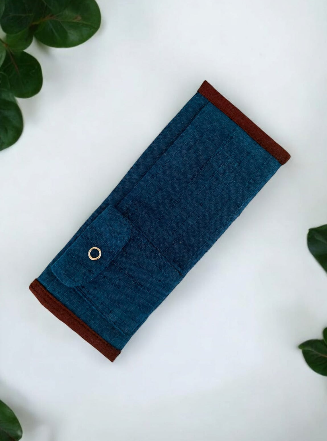 Stone Blue coloured khadi silk fabric wallet for Boys