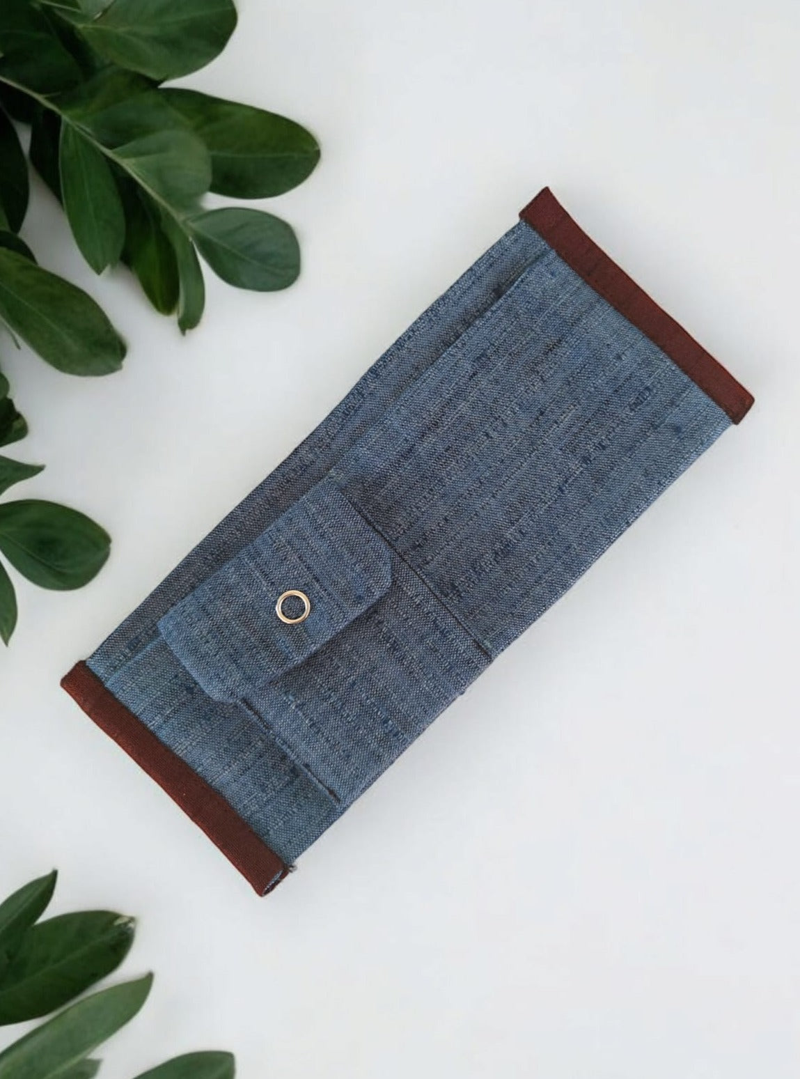 Denim coloured khadi silk fabric wallet for Boys