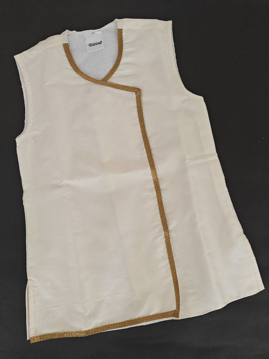 White Taffeta silk sleeveless vest for Batu