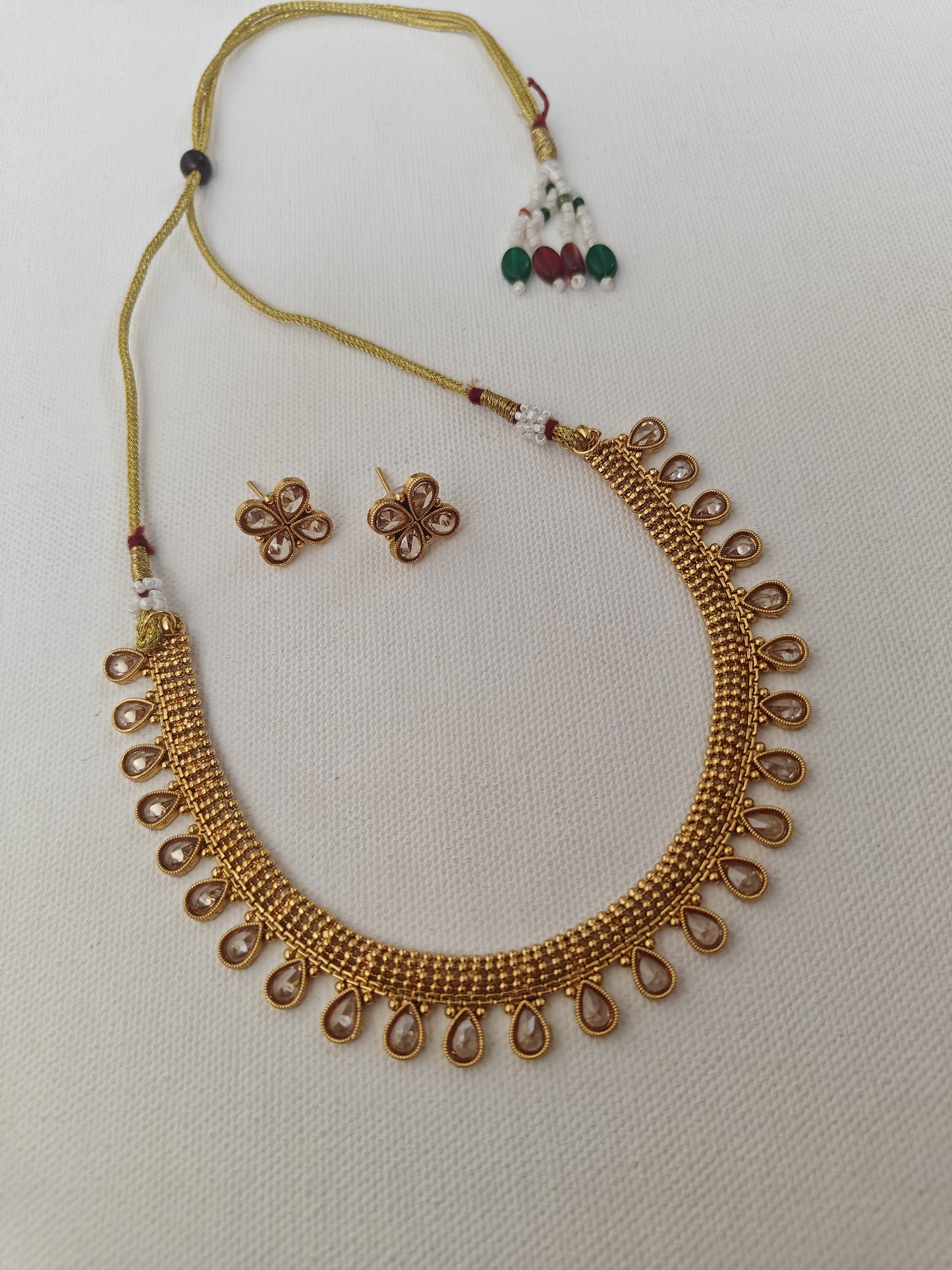 Kundan studded choker with matching earrings for Girls