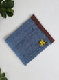 Denim coloured khadi silk fabric wallet for Boys