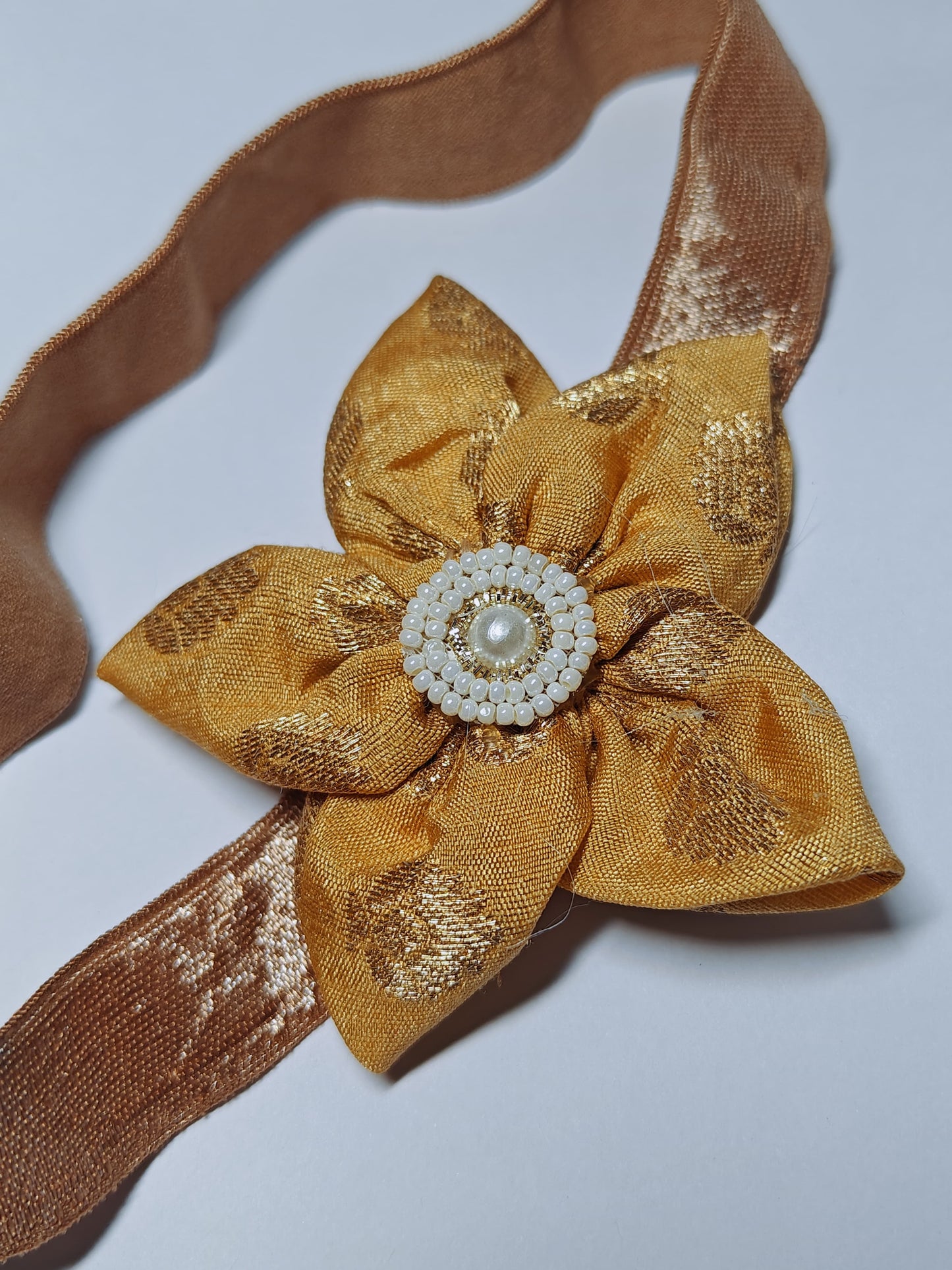 Golden Sadafuli Flower Stretchable headband for baby girl