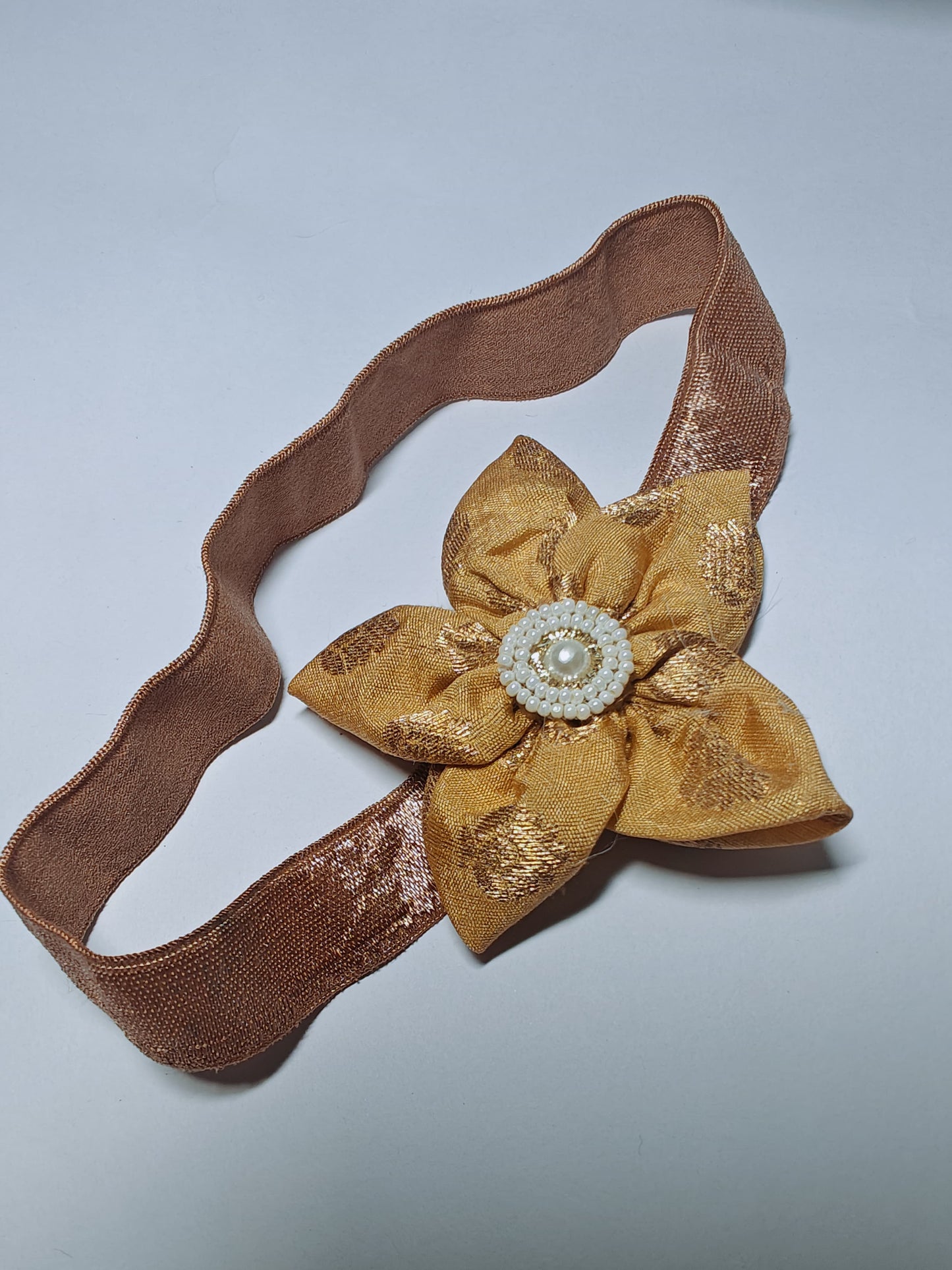 Golden Sadafuli Flower Stretchable headband for baby girl