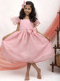 Baby Pink Sequined Kotta Organza Dress With a dainty lace & a statement Bow at waist for Girl.Let your princess be as comfortable as in her casuals with carefully designed & crafted Comfort Ethnic Wear by Soyara Ethnics.Keep her fashion quotient high with timeless patterns,vibrant combinations and royal textiles.