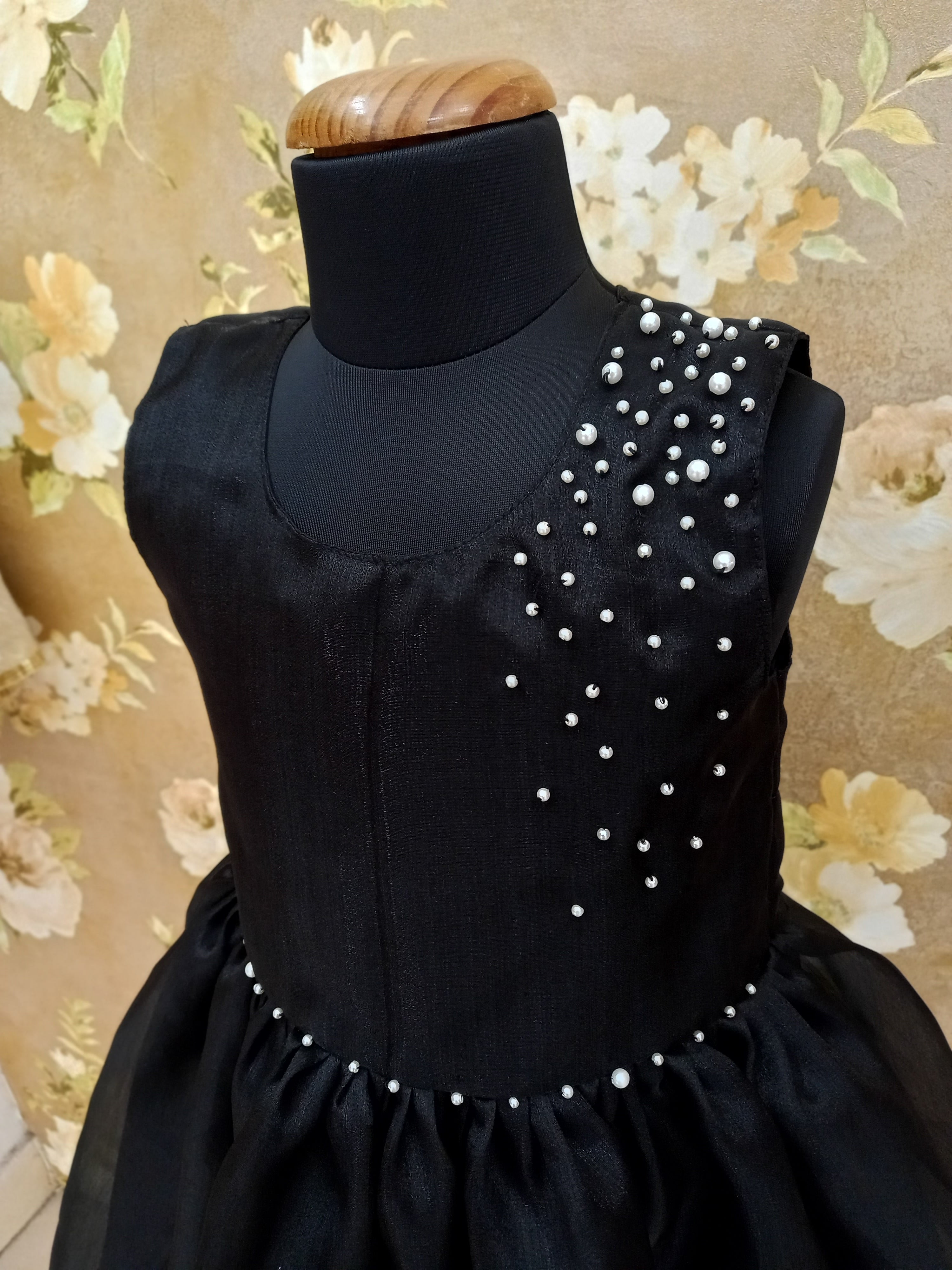 Handwoven Ikat Pleated Dress in Black & Ochre - Mogra Designs