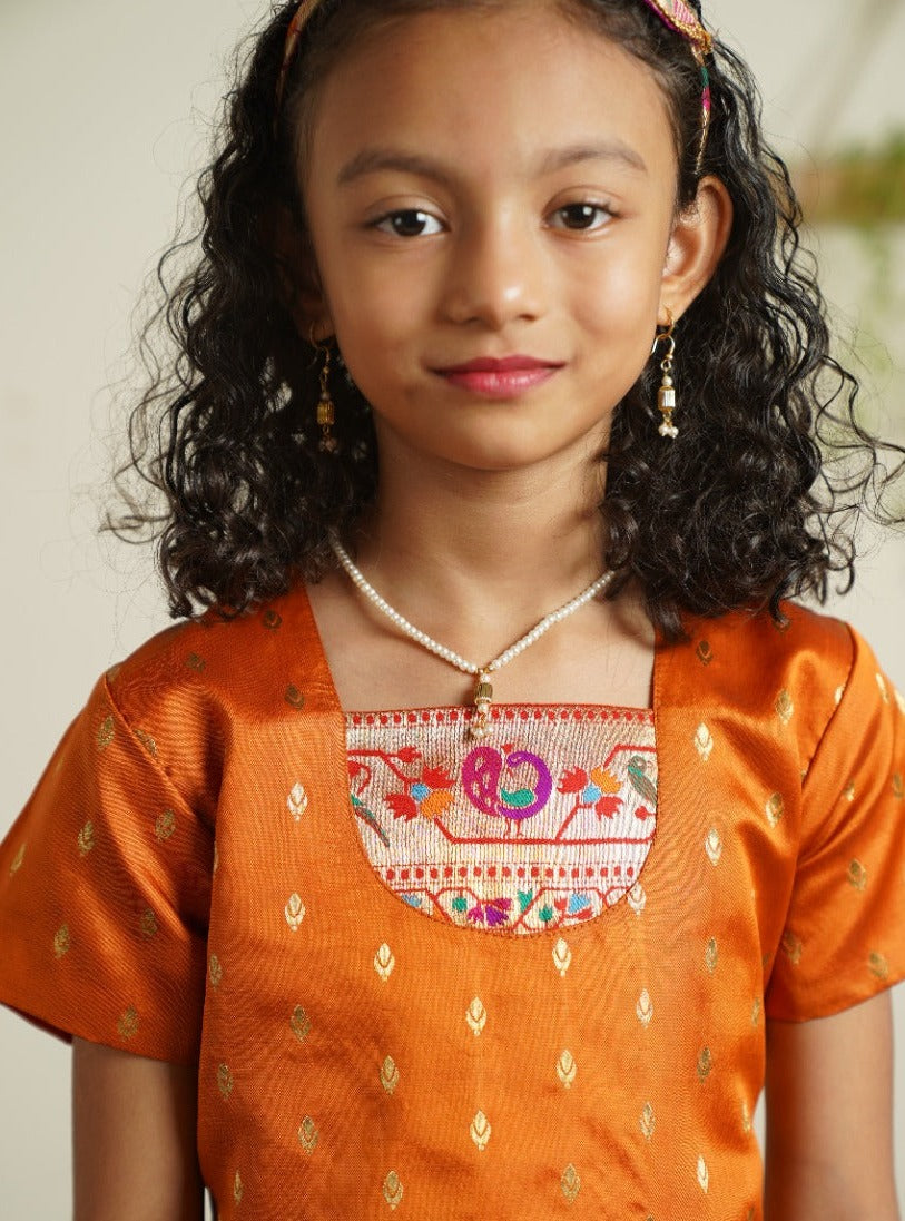 Silk Brocade Indian Kids Dress - Indian Dresses