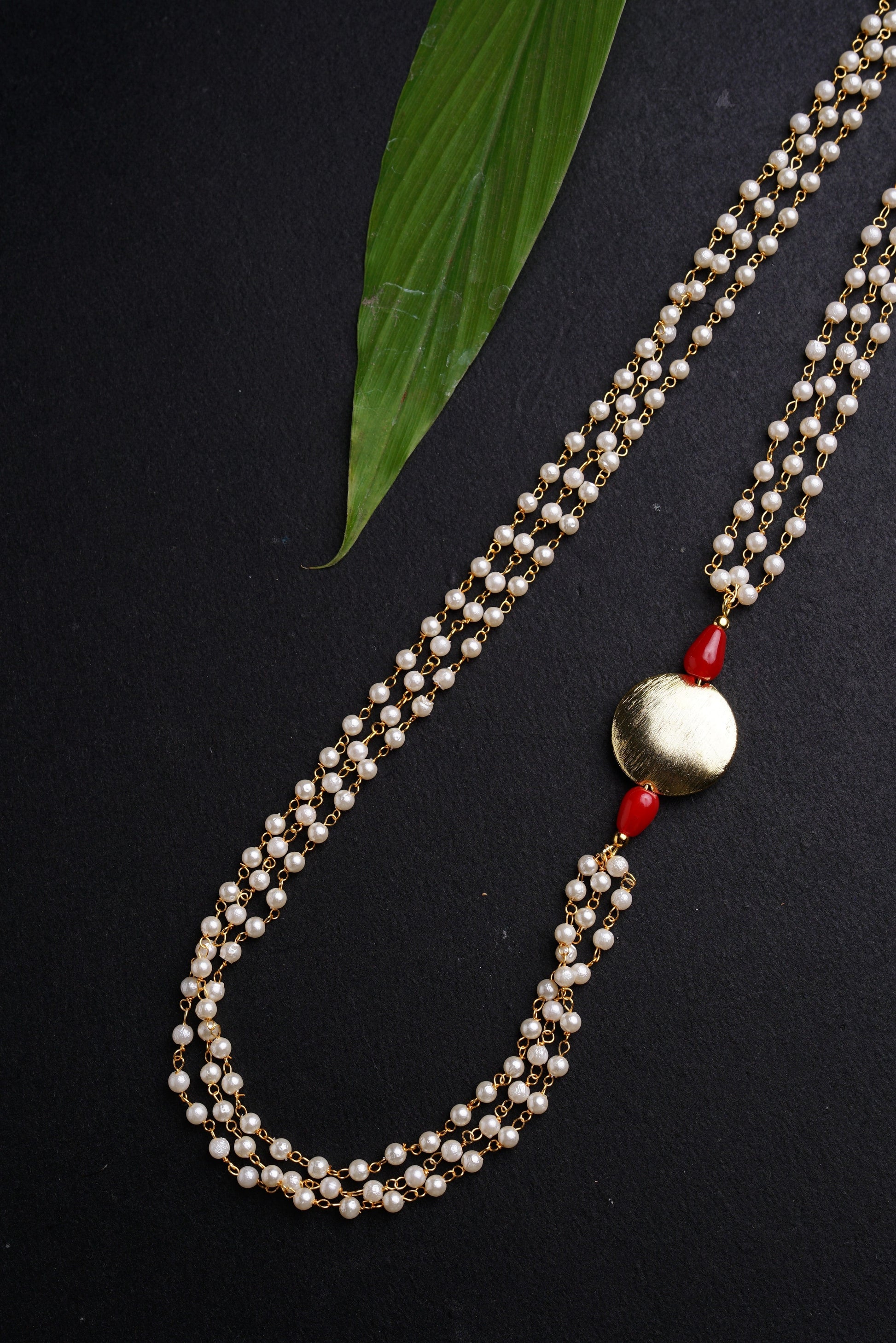 Pearl Triple Layer Kanthi with Big round brushed bead for Batu.Mundavalya,kanthi,bhikbali,topi,pagdi are boys accessories exclusively designed using Pearls,glass beads,jadau & gold plated findings for Batu,for Upanayan/Vratabandha/munj /thread ceremony.