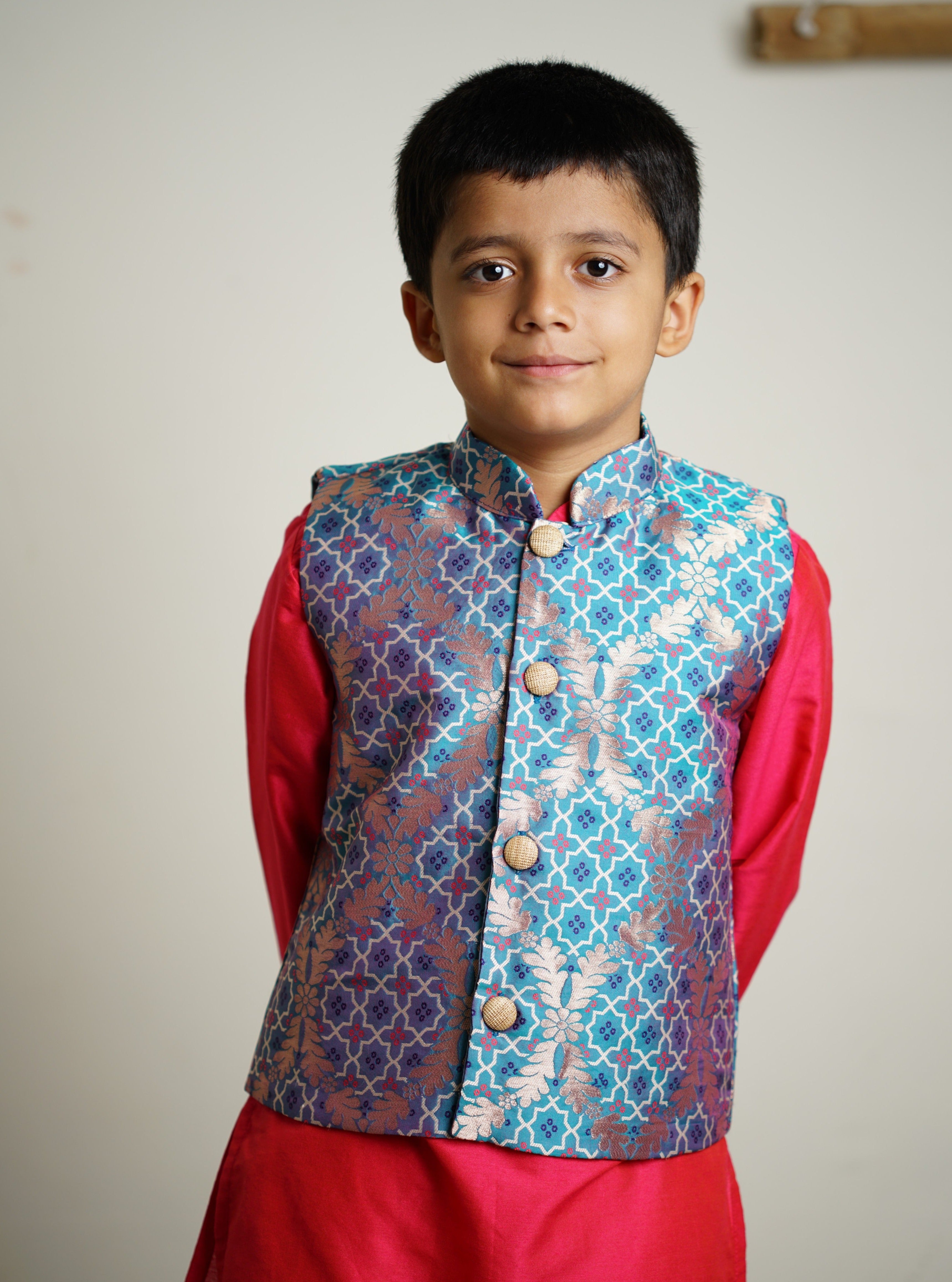 Banarasi zari jacket with straight kurta & Pants